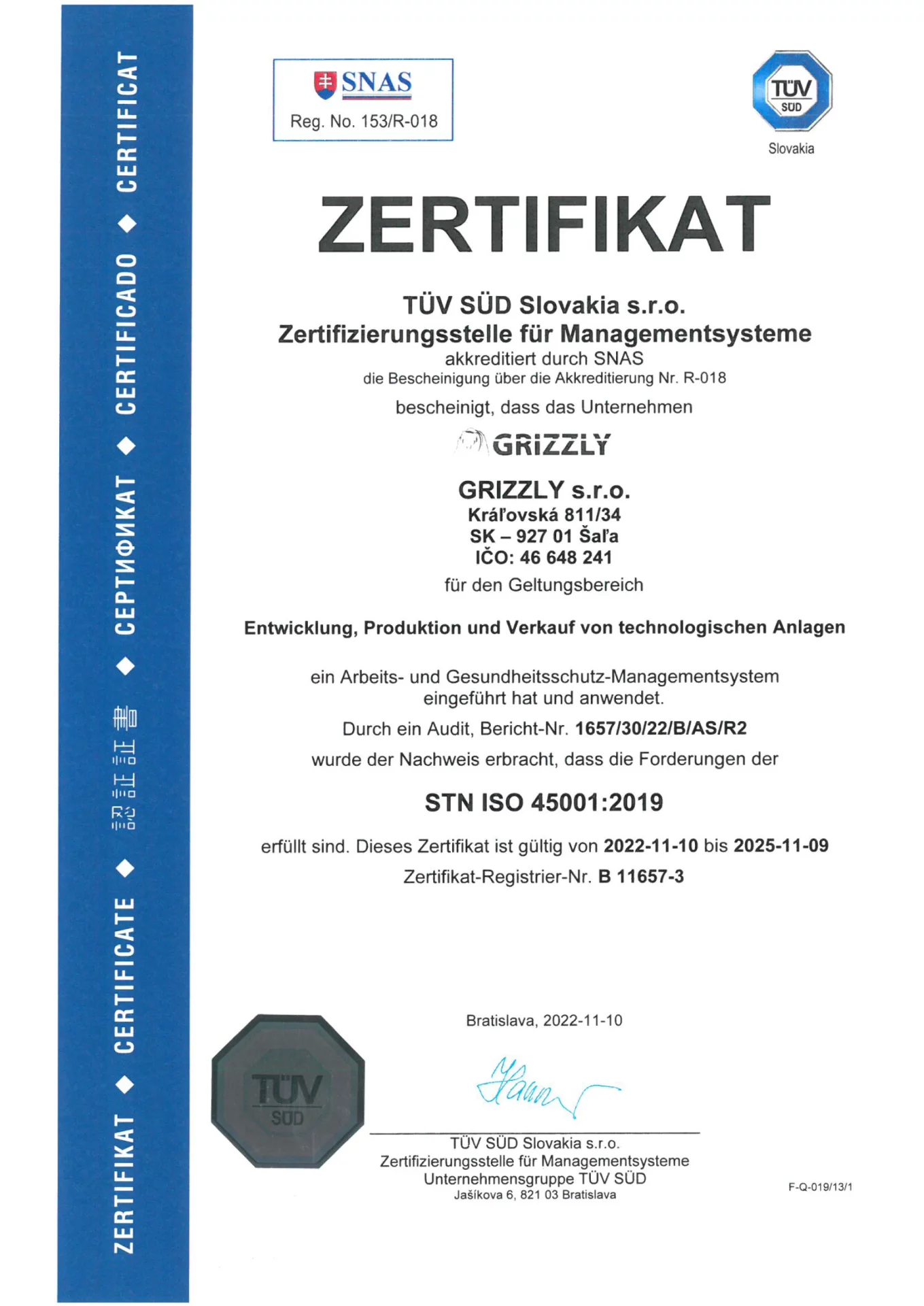 isolierung zertifikat ISO 45001